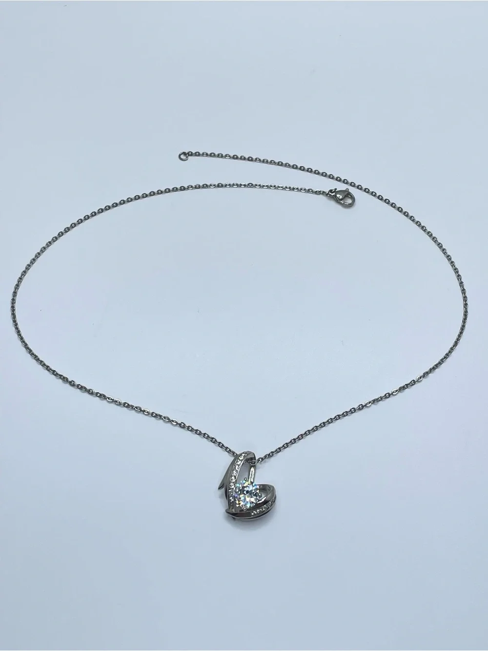 Swarovski Crystals Elements White Crystal Silver Heart Swirl Pendant Necklace